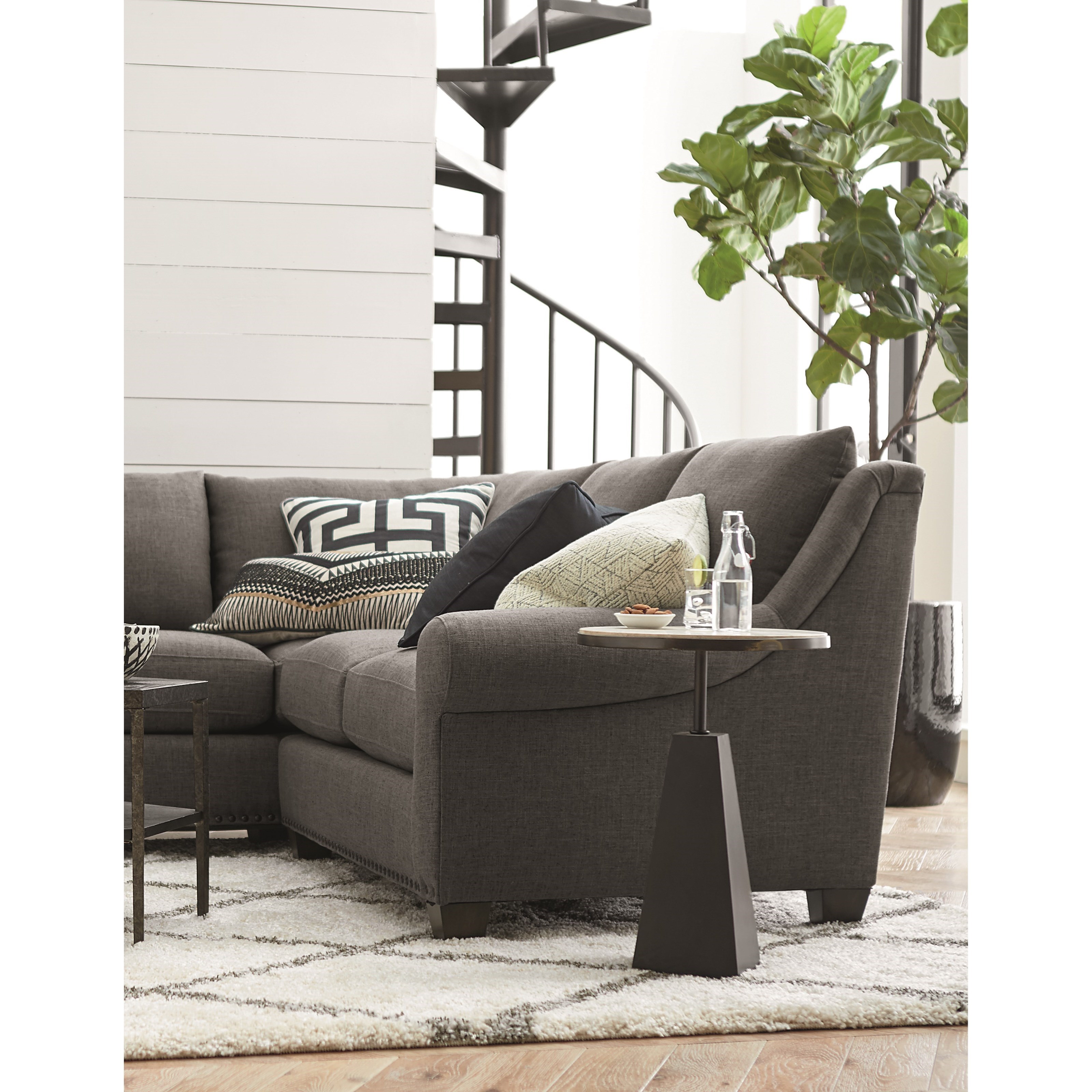 Bassett Ellery Transitional 4 Seat Sectional with Sock Rolled Arms Wayside Furniture